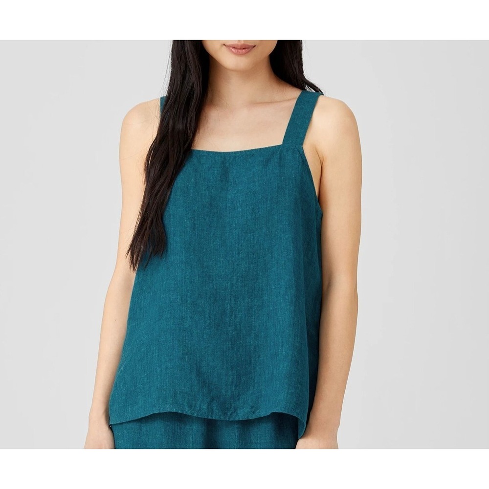 EUC Eileen Fisher Women's Organic Linen Delave Tank Cami in‎ Reef Size M